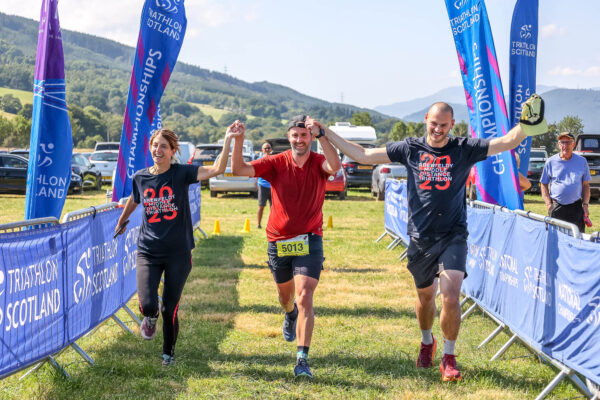 Triathlon Relay team at the finish 