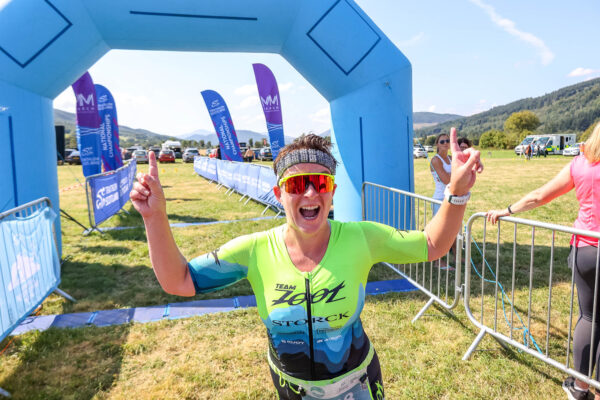Triathlete at the finish line of Aberfeldy Triathlon 